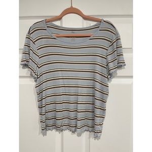 SO Stretchy Striped Top with Ruffle sleeves!